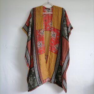 Do Everything In Love Womens Multicolor Colorblock Open Front Cover Up One Size